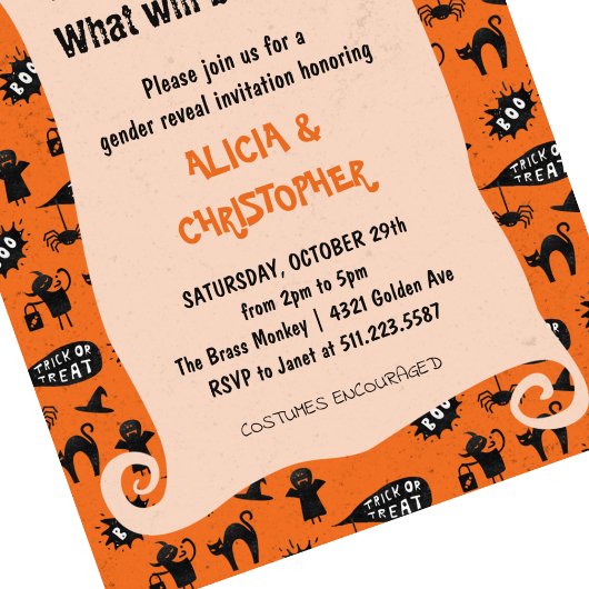 ハロウィン不気味のジェンダーの暴露をトリックと治療する 招待状