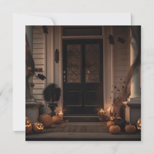 ハロウィン不気味のポーチデコールとジャックオーランタン (正面)