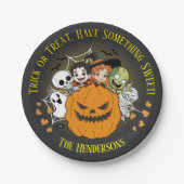 ハロウィン不気味のモンスター漫画のトリックまたはトリート ペーパープレート (正面)