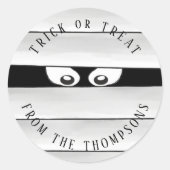 ハロウィン不気味の不気味なミイラのトリックまたは治療 ラウンドシール (正面)