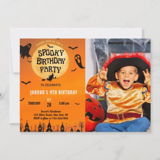 ハロウィン不気味の任意の年齢写真を取得 招待状 (正面)