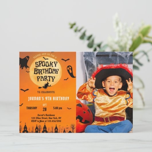 ハロウィン不気味の任意の年齢写真を取得 招待状 (スタンド正面)