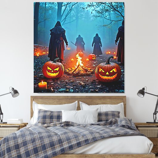 ハロウィン不気味の儀式デザイン キャンバスプリント (インサイチュ (寝室))