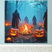 ハロウィン不気味の儀式デザイン キャンバスプリント (インサイチュ (ウッドフロア))