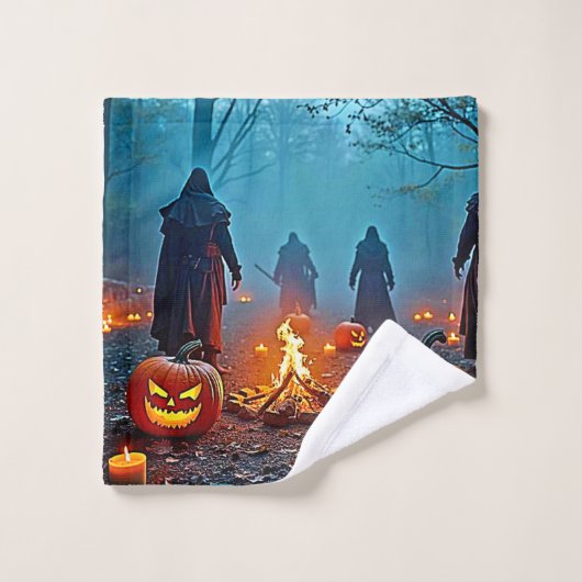 ハロウィン不気味の儀式デザイン バスタオルセット (ウォッシュタオル)