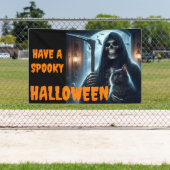 ハロウィン不気味の厳しい非難を受ける 横断幕 (インサイチュ)