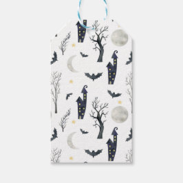 ハロウィン不気味の城木のこうもりムーン ギフトタグ