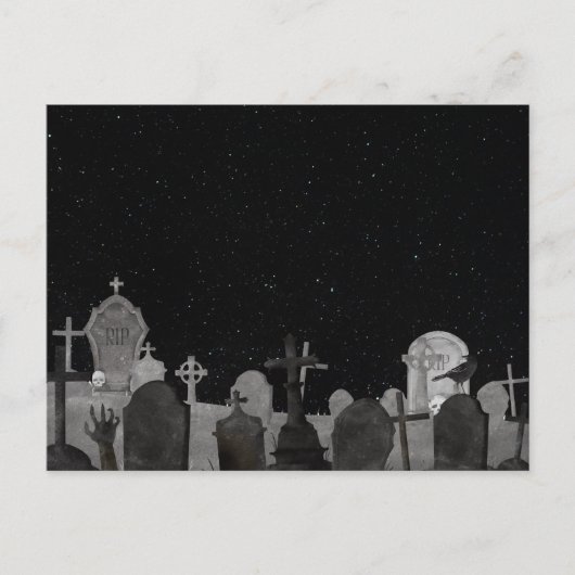 ハロウィン不気味の墓地の背景 シーズンポストカード (正面)