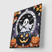 ハロウィン不気味の夜の幽霊の装飾 スクエア壁時計 (傾斜)