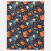 ハロウィン不気味の夜幽霊のよく出る毛布 フリースブランケット (正面)