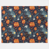 ハロウィン不気味の夜幽霊のよく出る毛布 フリースブランケット (正面(横))