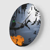 ハロウィン不気味の夜景 ラージ壁時計 (傾斜)