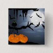 ハロウィン不気味の夜景 缶バッジ (正面)