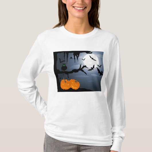 ハロウィン不気味の夜景 Tシャツ (正面)