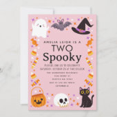 ハロウィン不気味の女の子2歳の誕生日 招待状 (正面)