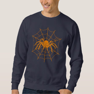 ハロウィン不気味の怖いオレンジ色スパイダーウェブ スウェットシャツ