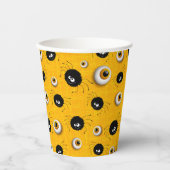 ハロウィン不気味の眼球と不気味なスパイダーイエロー 紙コップ (正面)