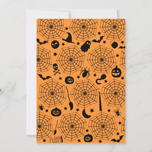 ハロウィン不気味の衣装パーティーオレンジと紫 招待状 (裏面)