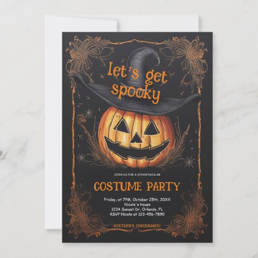 ハロウィン不気味の衣装パーティー 招待状 (正面)