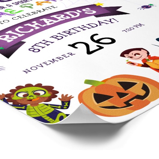 ハロウィン不気味の衣装子供の誕生日パーティー ポスター (角)