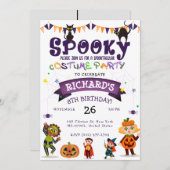 ハロウィン不気味の衣装子供の誕生日パーティー 招待状 (正面/裏面)