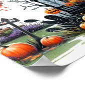 ハロウィン不気味の誕生日パーティーのサイン ポスター (角)