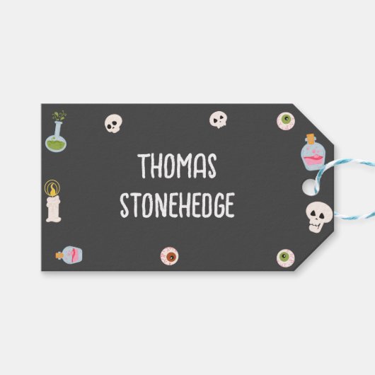 ハロウィン不気味の誕生日パーティー ギフトタグ (正面(横))