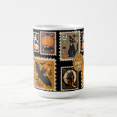 ハロウィン不気味の郵便切手幽霊こうもり猫 コーヒーマグカップ (中央)