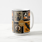 ハロウィン不気味の郵便切手幽霊こうもり猫 コーヒーマグカップ (正面右)