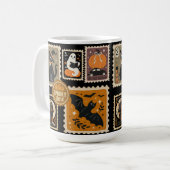 ハロウィン不気味の郵便切手幽霊こうもり猫 コーヒーマグカップ (正面左)