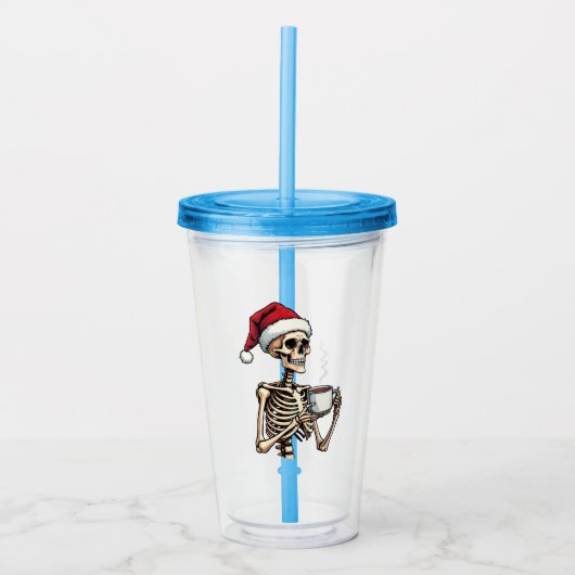 ハロウィン不気味の飲み込みコーヒークリスマスサンタ アクリルタンブラー (正面)