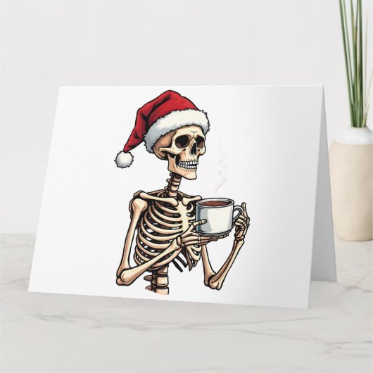 ハロウィン不気味の飲み込みコーヒークリスマスサンタ カード (正面)