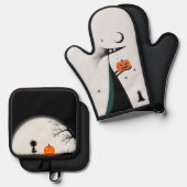 ハロウィン不気味の魔女とカボチャ 鍋つかみ&鍋敷きセット (正面/裏面)