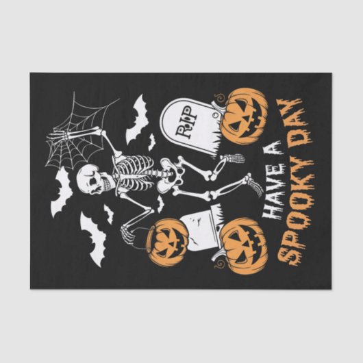 ハロウィン不気味の魔女のギフトスケルトンを持っている 薄葉紙 (正面)