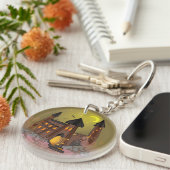 ハロウィン不気味の魔女の家とヴァンパイア城 キーホルダー (正面右)