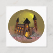 ハロウィン不気味の魔女の家とヴァンパイア城 スクエア名刺 (裏面)
