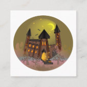 ハロウィン不気味の魔女の家とヴァンパイア城 スクエア名刺 (正面)