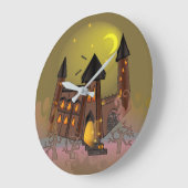 ハロウィン不気味の魔女の家とヴァンパイア城 ラージ壁時計 (傾斜)