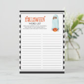 ハロウィン不気味をテーマにしたワードリストのゲームカード (スタンド正面)