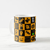 ハロウィン不気味アイコンパターン コーヒーマグカップ (正面左)