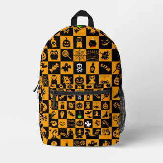 ハロウィン不気味アイコンパターン プリントバックパック