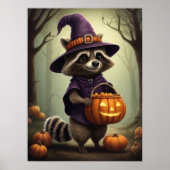 ハロウィン不気味アライグマイラストレーション ポスター (正面)