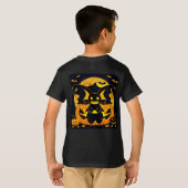 ハロウィン不気味イラストレーションのこうもりかぼちゃ Tシャツ (裏面フル)