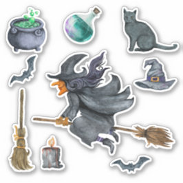 ハロウィン不気味ウィッチをテーマにした シール