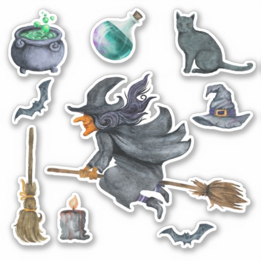 ハロウィン不気味ウィッチをテーマにした シール (正面)