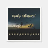 ハロウィン不気味ウィッチキャッスルこうもりスカル スタンダードカクテルナプキン (正面)