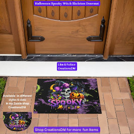 ハロウィン不気味ウィッチスケルトン ドアマット