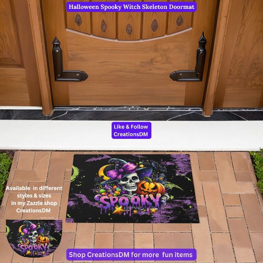 ハロウィン不気味ウィッチスケルトン ドアマット