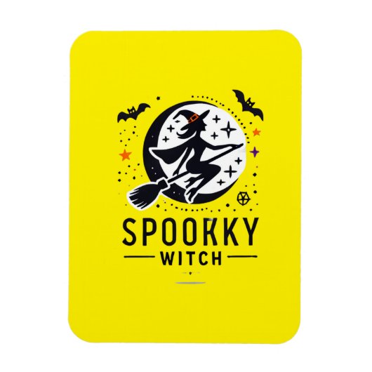 ハロウィン不気味ウィッチデザイン – オ飛んでいるン箒 マグネット (縦)