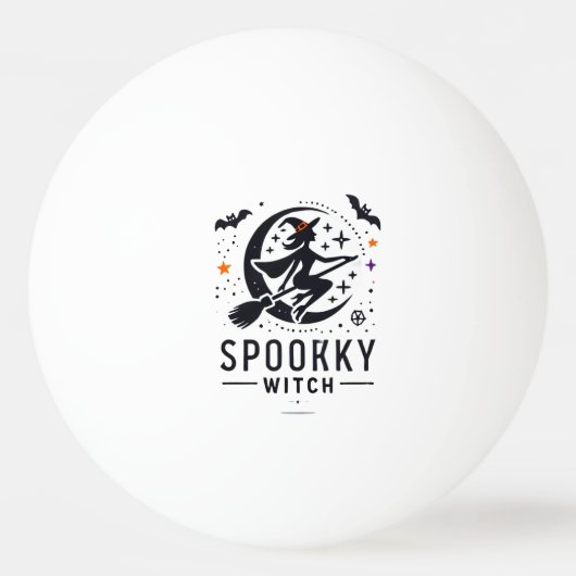 ハロウィン不気味ウィッチデザイン – オ飛んでいるン箒 卓球ボール (正面)